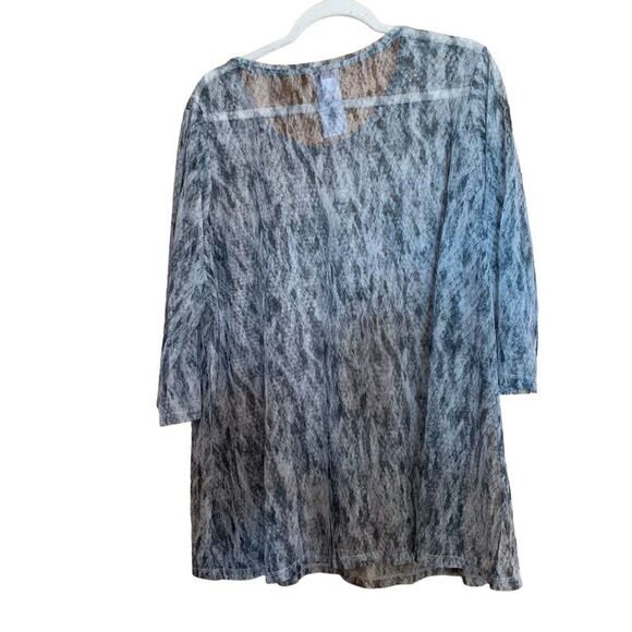 LOGO Layers By Lori Goldstein Womens Plus Size 2X Multicolor Sheer Print Blouse - Picture 4 of 6